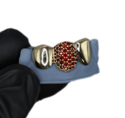 3 Tooth Custom Grillz w Garnet Fang