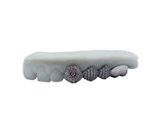 3 Diamond Grillz w Pink Sapphire Heart