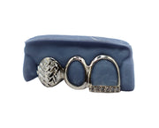 3 Tooth Grillz w Open Face Diamond Tip + Diamond Cuts