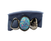 3 Tooth Opal Grillz w Open Face and Custom Laser Engraving
