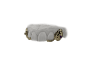 4 Tooth Grillz Set w Bezel Set Amethysts and Diamond Cuts