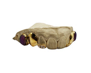 Amethyst Molar Grillz w Floating Diamond Tips