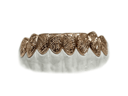 Bottom 8 hand-engraved rose gold grillz – detailed front view PNG