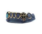 Bottom 8 Open Face Grillz w Sapphires and Opals Left View