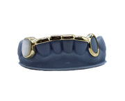 Bridge Grillz w Pearl and Open Face Fangs Front View