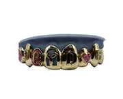 Custom Top 8 Letter Grillz w Glitter Enamel and Diamonds