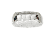 Diamond bridge white gold grillz – isolated PNG product image