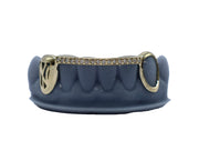 Diamond Bridge Grillz w 3D New York Logo on Fang Front View