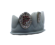 Diamond Fang Grillz w Ruby Letter and Diamond Gap Filler Side View