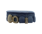 Diamond fang grillz with open face and gap filler – front angle