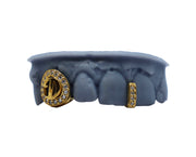 Diamond Gap Filler Grillz w Diamond Open Face and 3D Letter Front View