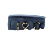 Diamond gap and 3D heart gap filler grillz with open face – front close-up photo