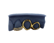 Double Cap Open Face Grillz w Floating Diamond Tip