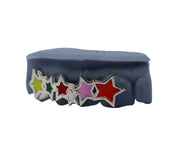 Enamel star custom grillz – unique colorful star design on teeth