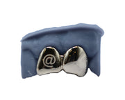 White gold grillz with custom diamond tips – front lifestyle shot