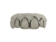 Top 4 open face grillz in white gold with smooth polish