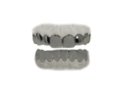 Close-up of top and bottom 8-piece white gold grillz – Luxe Grillz