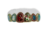 Luxe Grillz top grill with fiery opal inlays and white gold casing