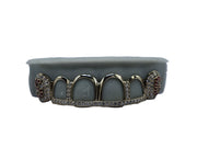 Top 6 Grillz w Diamod Bridge and Diamond Fangs w Ruby Letters