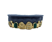 Top 8 Custom Grillz w Scattered Stones, Enamel + Cuts