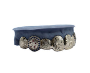 Top 8 grillz with hand engraving, sapphires, and rubies – angled detail