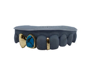 Turquoise Grillz w Gold Gap Filler