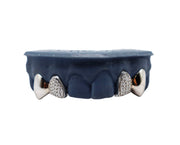 Two Teeth Diamond Grillz w Gold Fangs