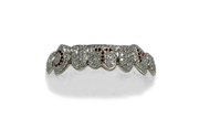 Bottom 8 Diamond Grillz w Ruby Lettering  in 14K White Gold