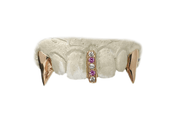 Pink Sapphire + Diamond Gap Grillz with Vampire Fangs
