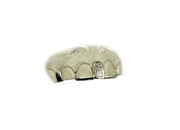 Diamond gap grillz with gold tip teeth – front view