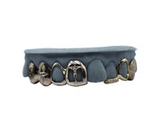 3D Crucifix Combo Grillz w Open Faces and Diamond Caps