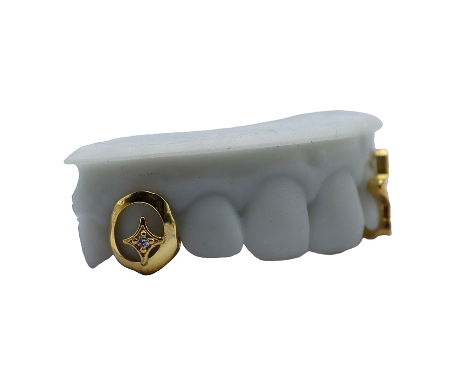 3D Star Grillz Combo w Diamonds Left View