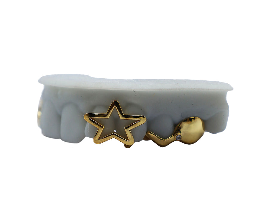 3D Star Grillz Combo w Diamonds Right View