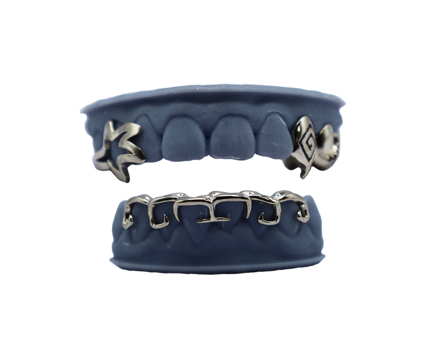 3D Star + Ruby Moon Combo Grillz + Abstract Bottom Grillz