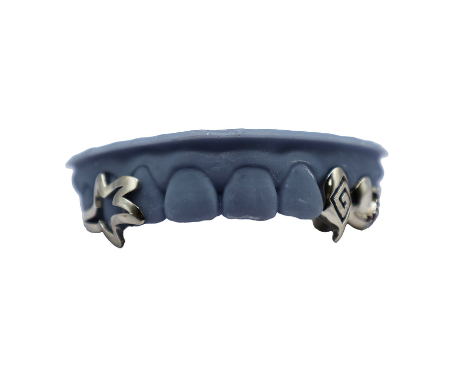 3D Star + Ruby Moon Combo Grillz Front View