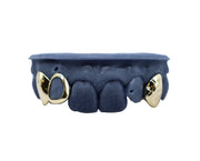 3 Tooth Combo Grillz w Open Face and Diamond Cut Fang Front