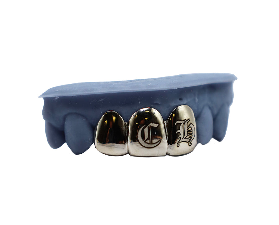 3 Tooth Grillz w 2 Laser Engravings