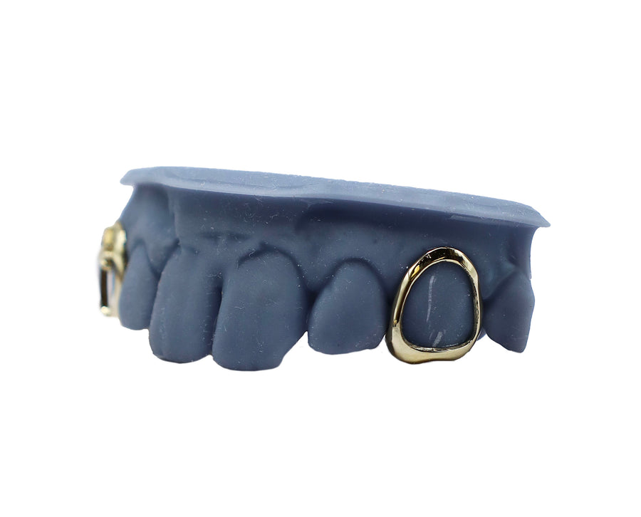 3 Tooth Grillz w 3D Cross and Open Face Fang