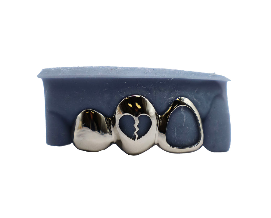 3 Tooth Grillz w Broken Heart Cut Out
