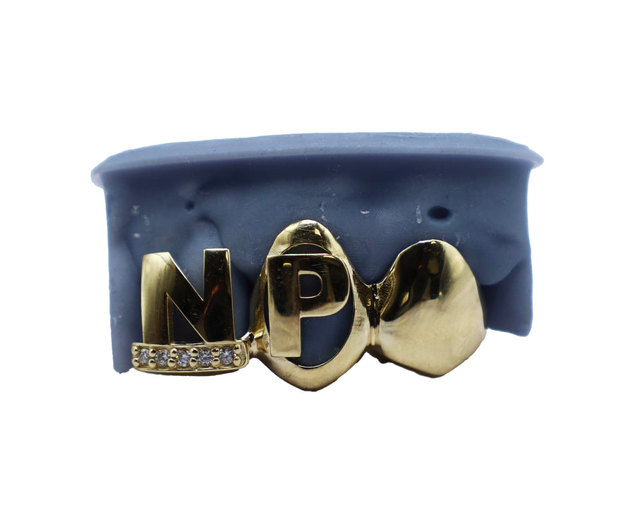 3 Tooth Letter Grillz w Floating Diamond Tip