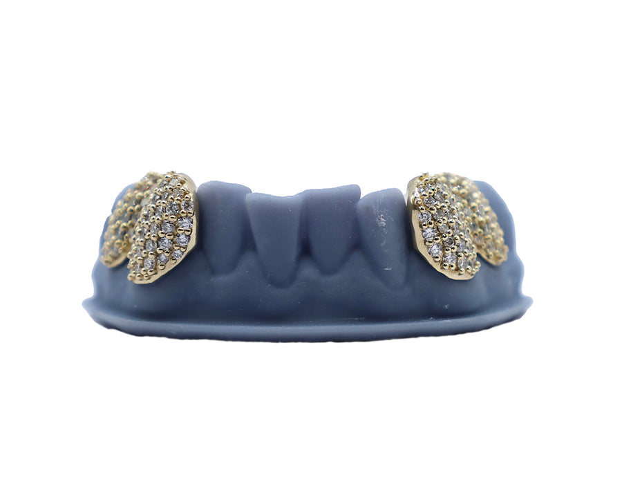 4 Tooth Diamond Grillz Front View