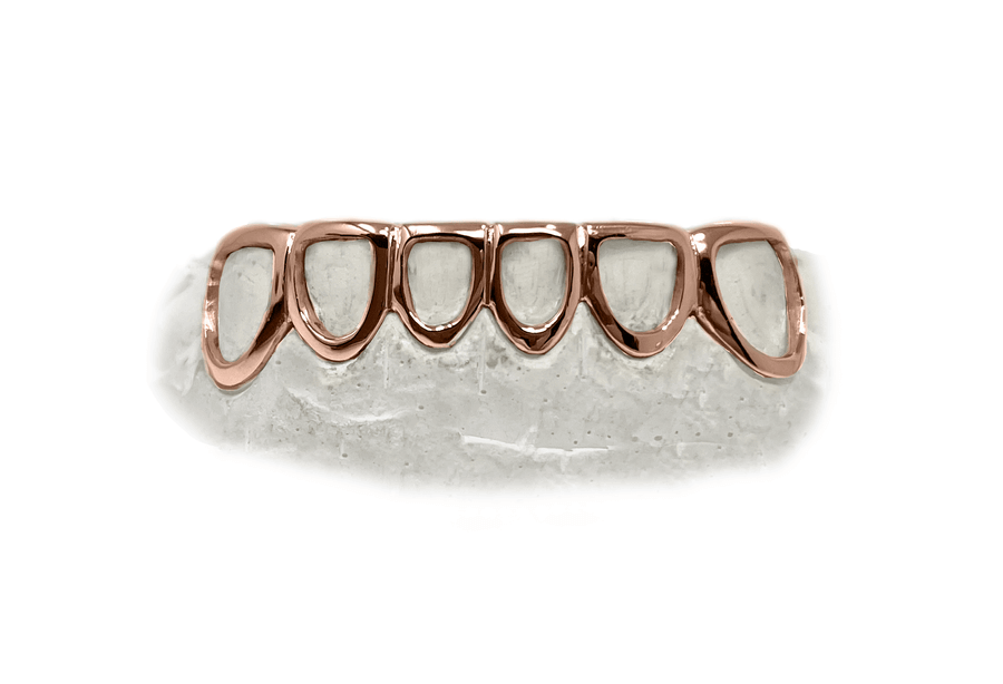 Bottom 6 Open Face Grillz (14K, Rose Gold)