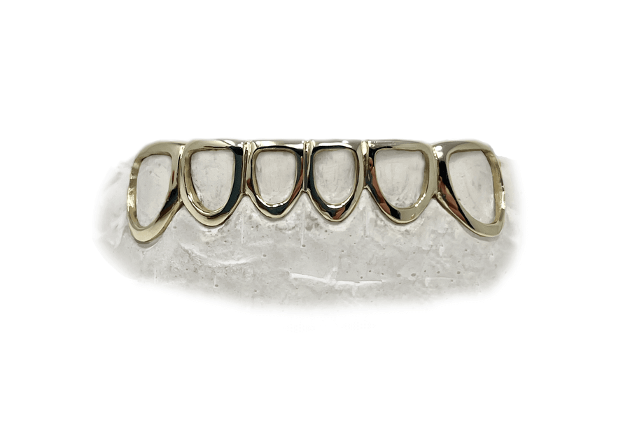 Bottom 6 Open Face Grillz (18K, Yellow Gold)