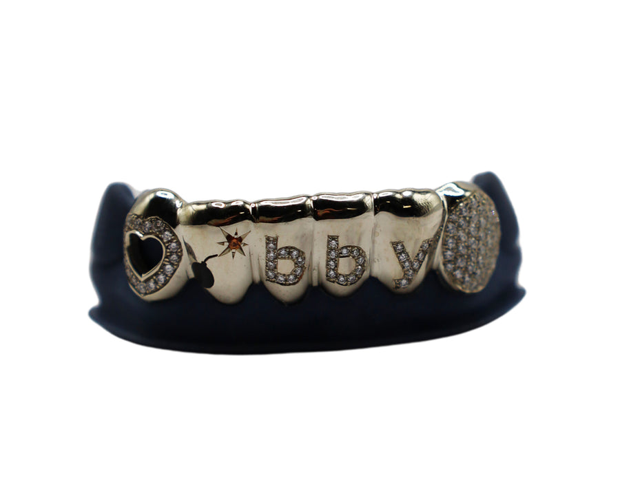 Buy Bottom 6 Custom Grillz w Diamond Heart and Enamel – Luxe Grillz