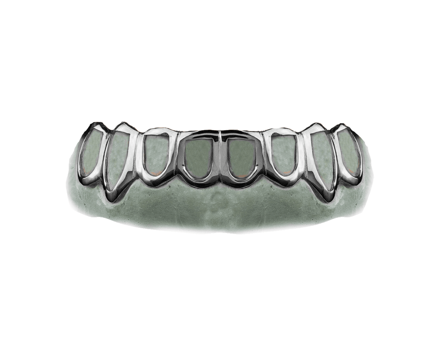 Bottom 8 Open Face Grillz (18K, White Gold)