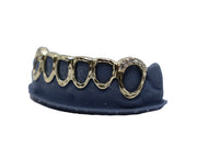 Bottom 6 Open Face Grillz w Diamond Cuts and Diamond Tip Canines