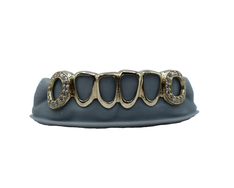 Bottom 6 Open Face Grillz w Diamond Fangs