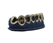Bottom 8 Grillz w Diamond Tips, 3D Stars, and Open Faces