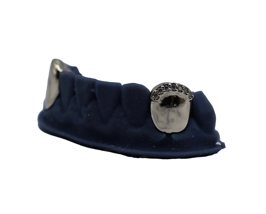 Bottom Fang Grillz w One Diamond Tip Combo