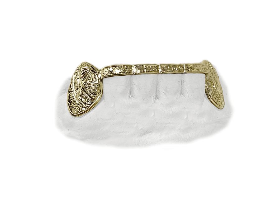 Hand Engraved Bridge Grillz (10K, Yellow Gold)